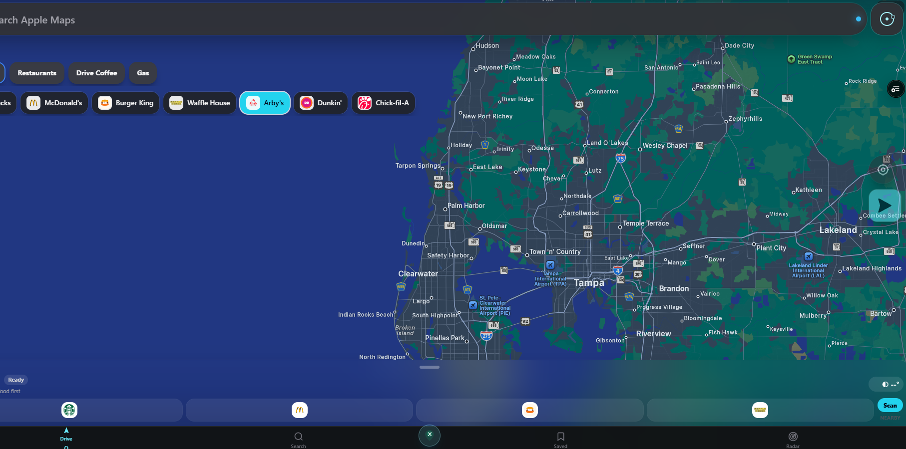 Custom location intelligence map covering the Tampa Bay region